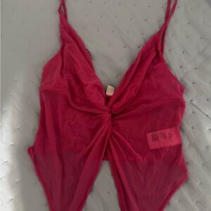 Urban Outfitters Pink Tie-Front Blouse